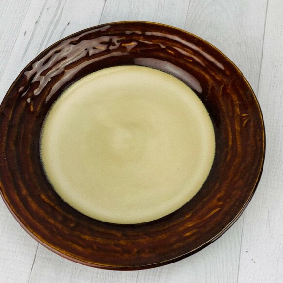 Linden Street WILLOW LANE RUST Embossed Rim Stoneware Lunch Salad  Plates Set 3 - Picture 6 of 9